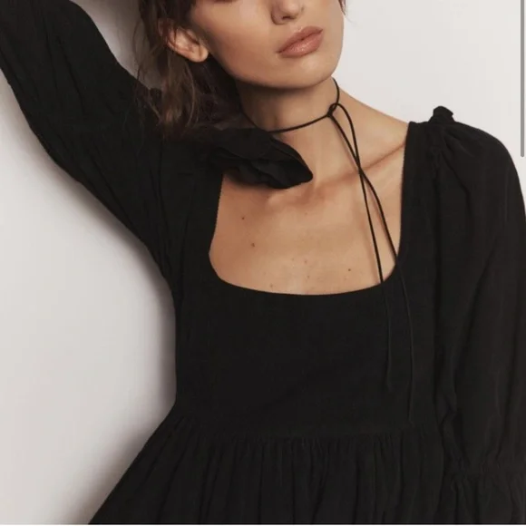 NWT Anthropologie Pilcro Corduroy Cottage Core Babydoll Mini Dress in Black, XS - Picture 2 of 4